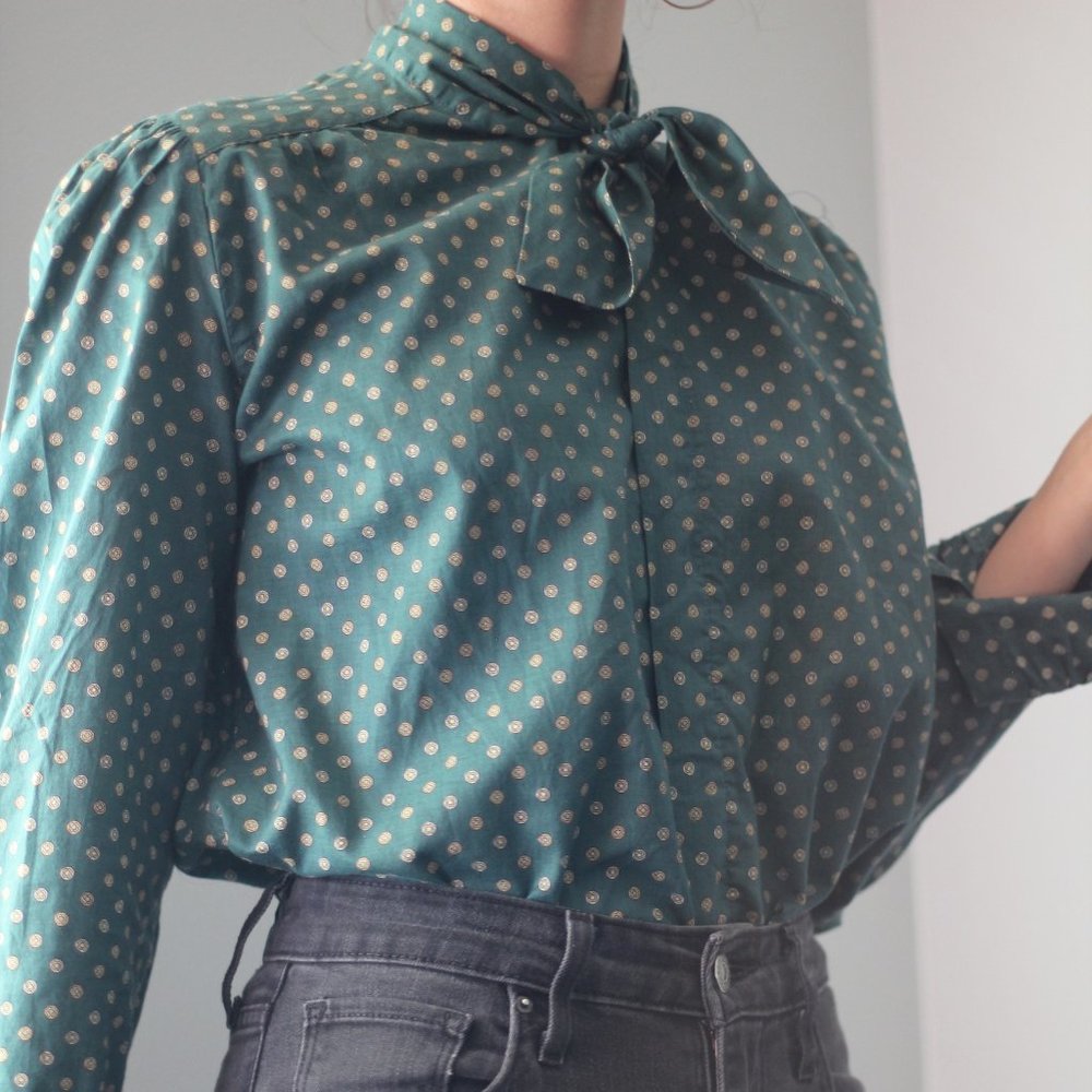 Vintage Tie-Neck Blouse